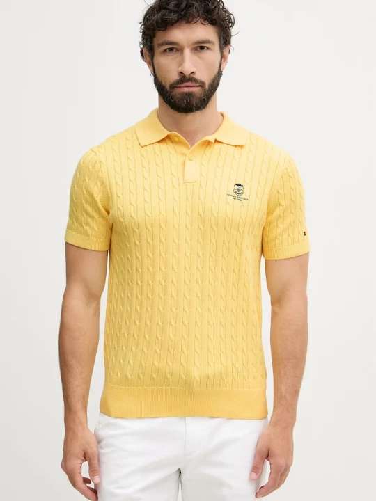 Obrázek produktu Tommy Hilfiger svetrové polo pánské bavlněné žlutá