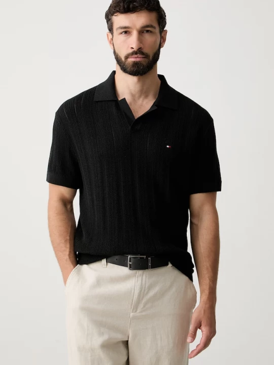 Obrázek produktu Tommy Hilfiger svetrové polo pánské lyocellem černá