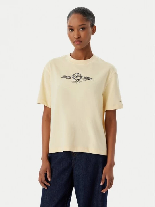 Obrázek produktu Tommy Hilfiger T-Shirt Crest WW0WW48713 Krémová Relaxed Fit