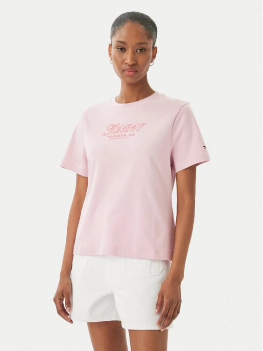 Obrázek produktu Tommy Hilfiger T-Shirt Logo Interlock WW0WW48707 Světle růžová Regular Fit