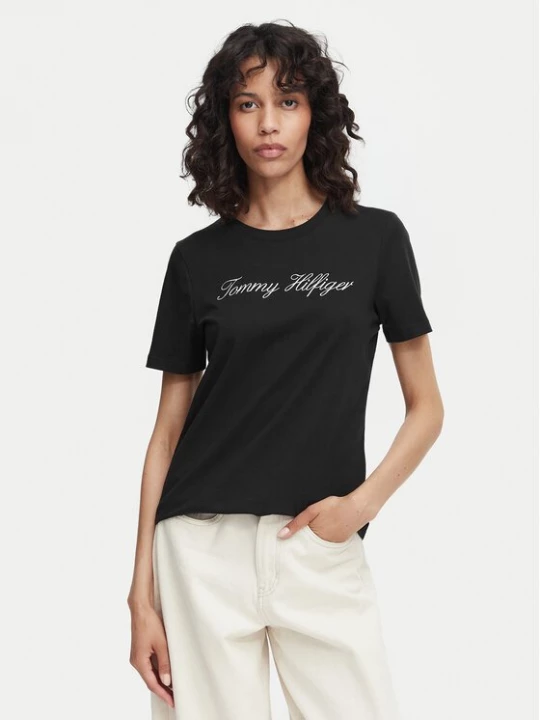 Obrázek produktu Tommy Hilfiger T-Shirt Script WW0WW43459 Černá Regular Fit