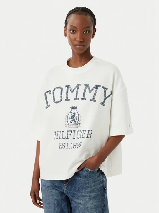 Obrázek produktu Tommy Hilfiger T-Shirt Varsity WW0WW50940 Krémová Relaxed Fit
