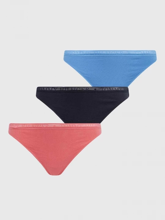 Obrázek produktu Tommy Hilfiger tanga dámské bavlněné s elastanem 3-pack námořnická modř