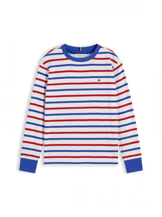 Obrázek produktu TOMMY HILFIGER Tričko 'Essential Stripe Relaxed Long Sleeve' modrá / červená / bílá