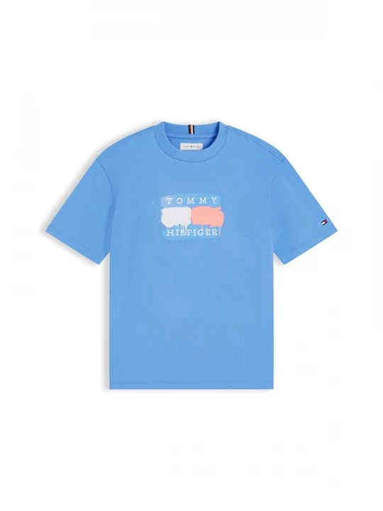 Obrázek produktu TOMMY HILFIGER Tričko 'Flag Graffiti' modrá / melounová / bílá