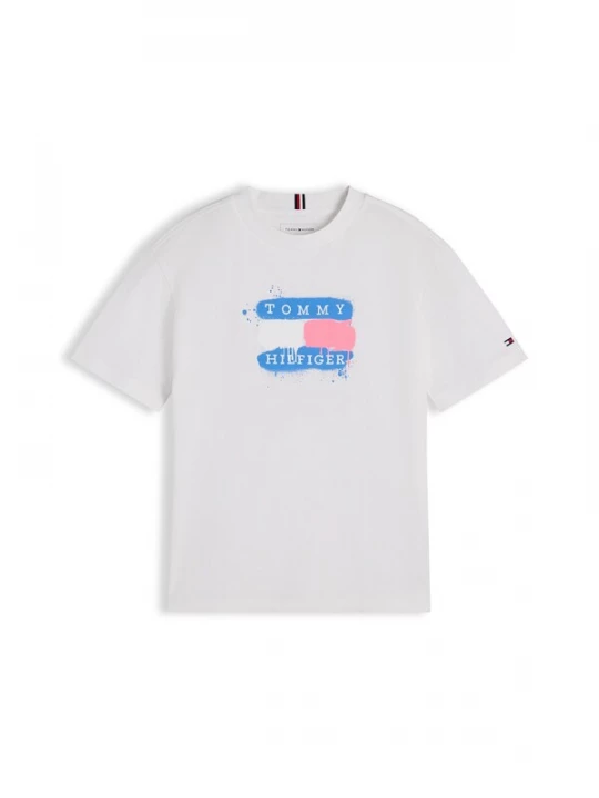 Obrázek produktu TOMMY HILFIGER Tričko 'Flag Graffiti' modrá / oranžová / bílá