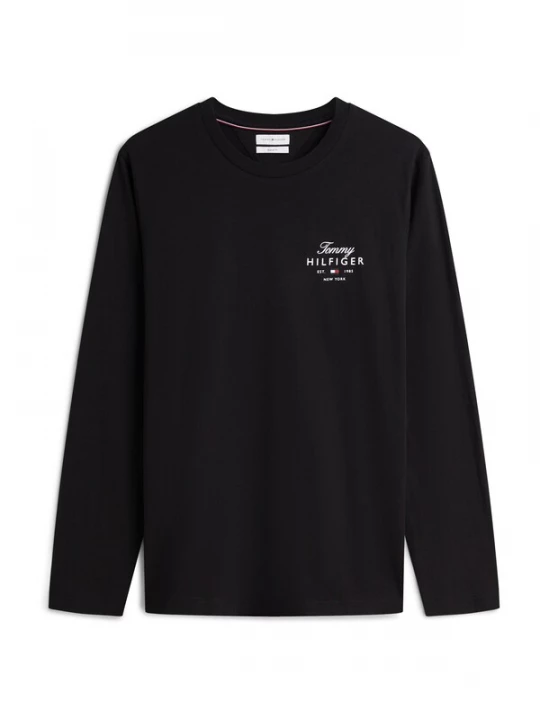 Obrázek produktu TOMMY HILFIGER Tričko 'Logo Long Sleeve' černá / bílá