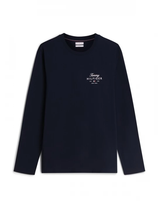 Obrázek produktu TOMMY HILFIGER Tričko 'Logo Long Sleeve' námořnická modř / bílá