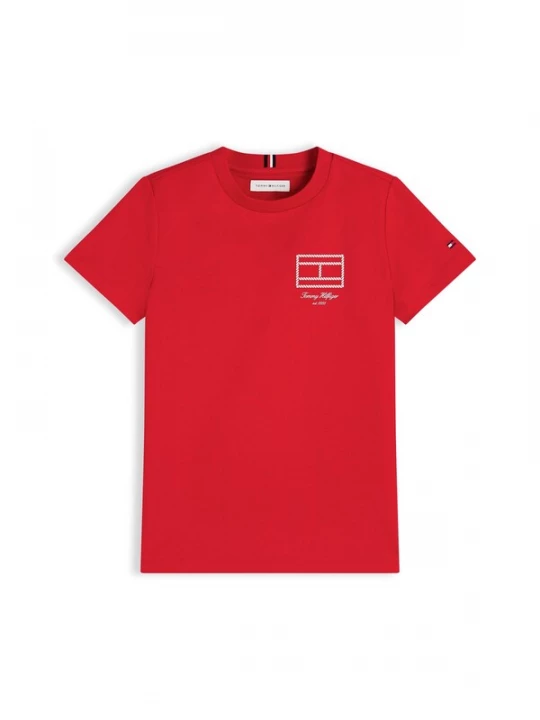 Obrázek produktu TOMMY HILFIGER Tričko 'Outline Flag Logo' červená / bílá
