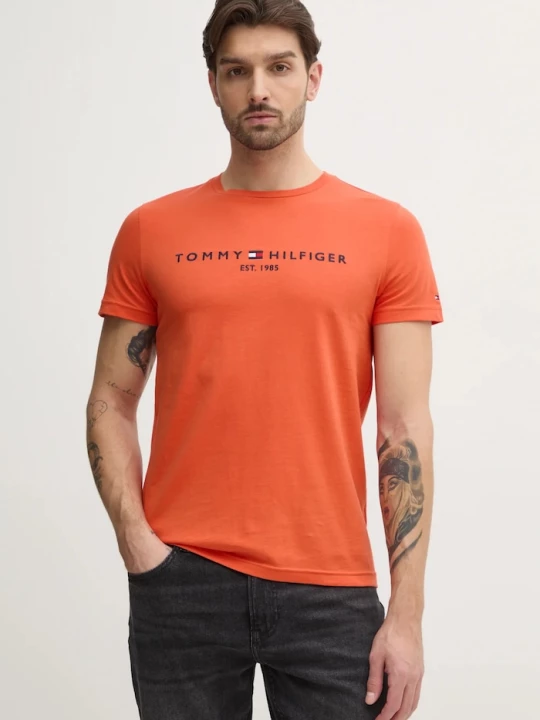 Obrázek produktu Tommy Hilfiger tričko pánské bavlněné oranžová