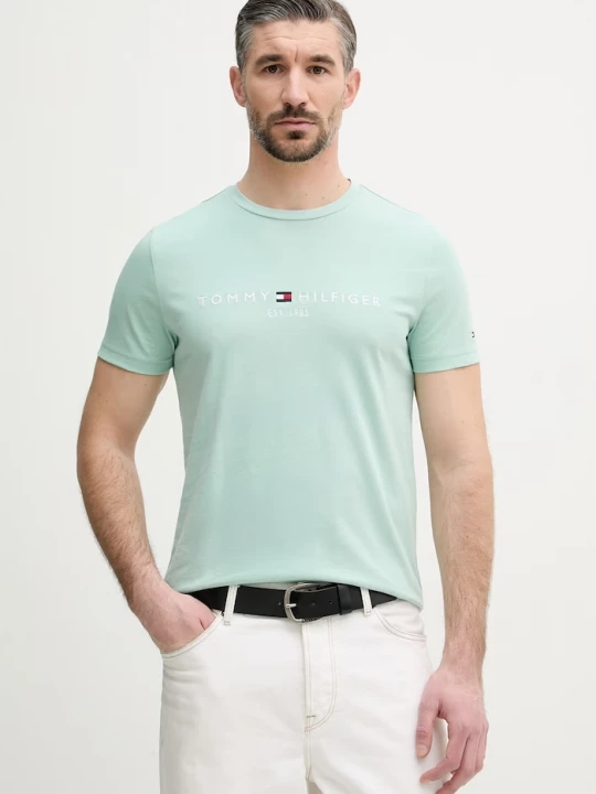Obrázek produktu Tommy Hilfiger tričko pánské bavlněné tyrkysová