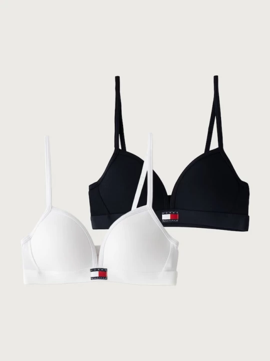 Obrázek produktu Tommy Hilfiger trojúhelníková podprsenka dětská bavlněná s elastanem 2-pack námořnická modř