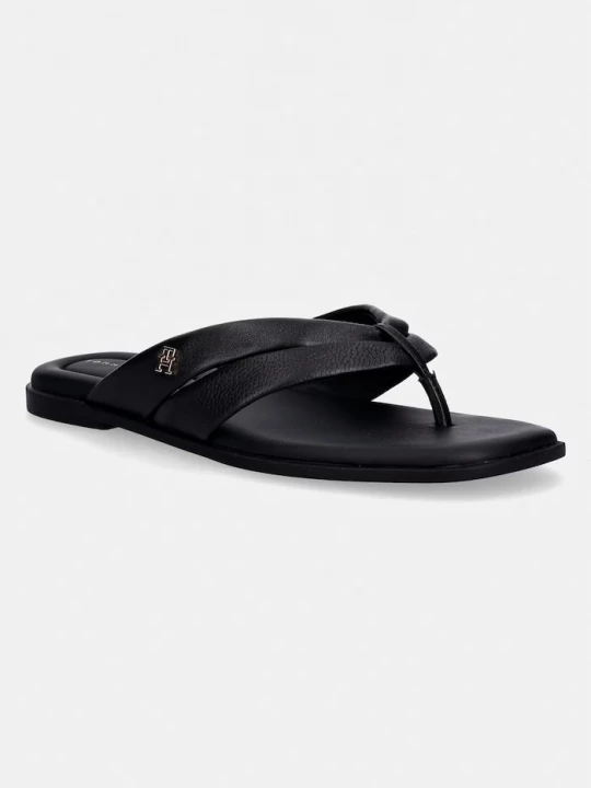 Obrázek produktu Tommy Hilfiger žabky dámské kožené ELEVATED TOE POST LTH SANDAL černá