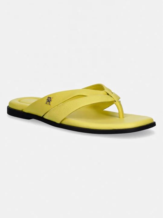 Obrázek produktu Tommy Hilfiger žabky dámské kožené ELEVATED TOE POST LTH SANDAL žlutá