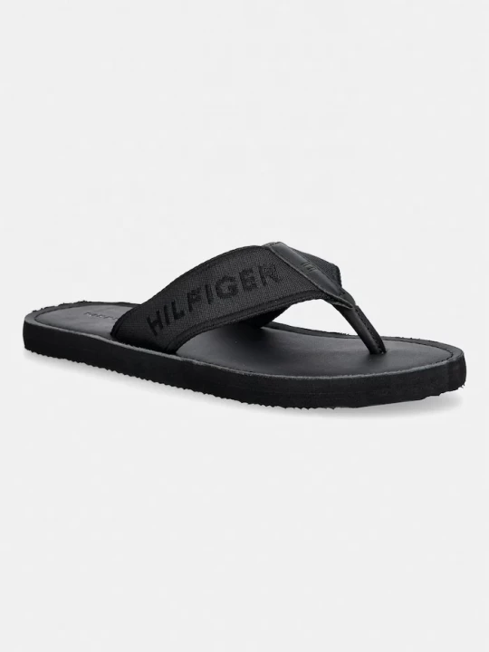 Obrázek produktu Tommy Hilfiger žabky pánské HILFIGER LEATHER BEACH SANDAL černá