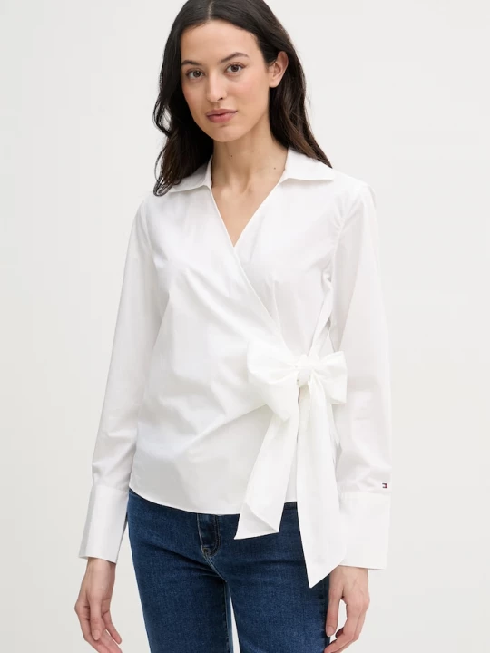 Obrázek produktu Tommy Hilfiger zavinovací halenka dámská bavlněná béžová