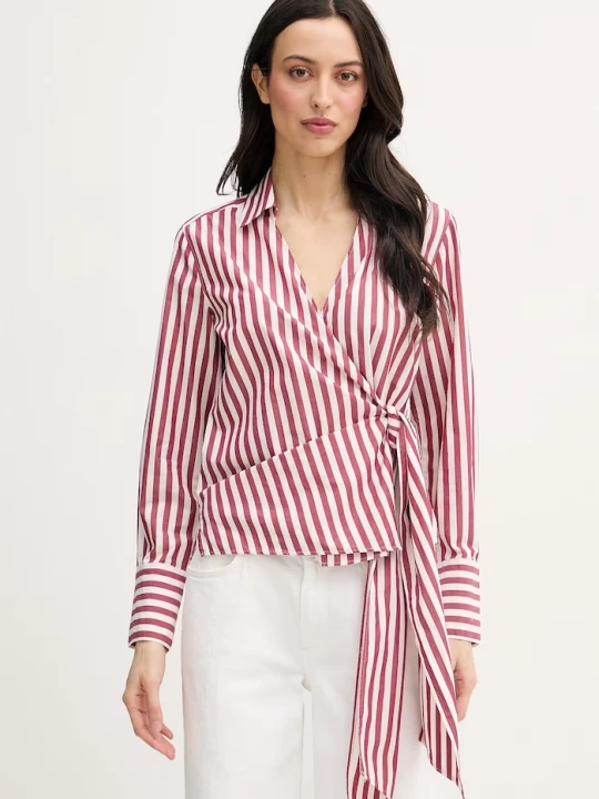 Obrázek produktu Tommy Hilfiger zavinovací halenka dámská bavlněná červená