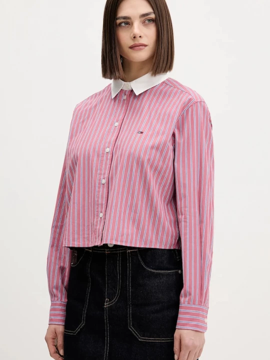 Obrázek produktu Tommy Jeans Bavlněná košile Tommy Jeans růžová