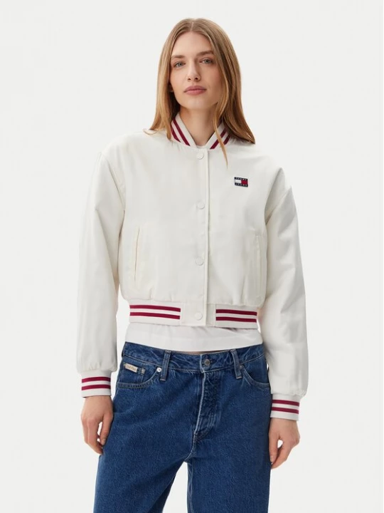 Obrázek produktu Tommy Jeans Bunda bomber Satin Coach DW0DW20229 Bílá Regular Fit