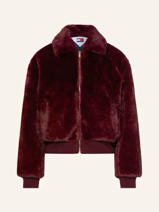 Obrázek produktu Tommy Jeans Bunda Z Umělé Kožešiny tmavě červená