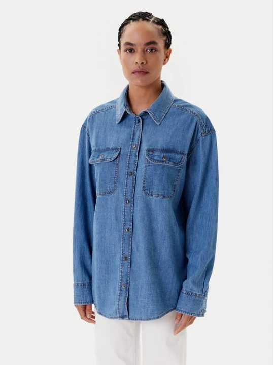 Obrázek produktu Tommy Jeans džínová košile DW0DW21073 Modrá Relaxed Fit