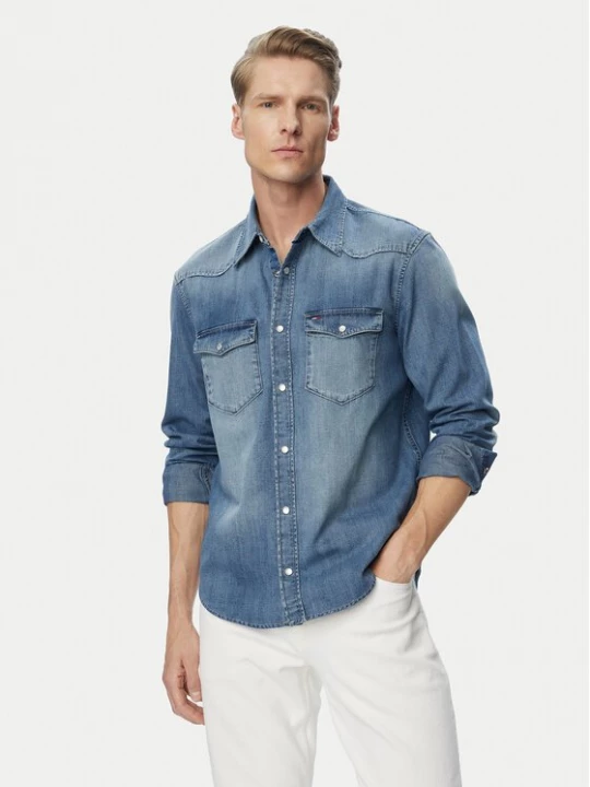 Obrázek produktu Tommy Jeans džínová košile Western DM0DM23661 Modrá Regular Fit