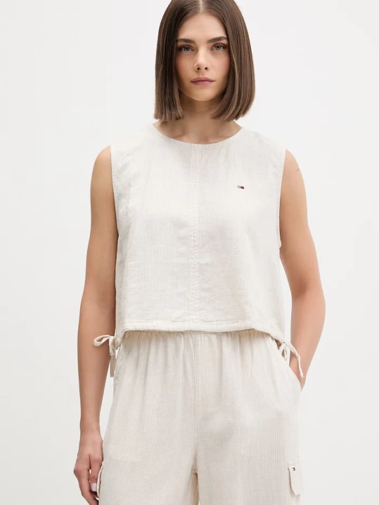 Obrázek produktu Tommy Jeans halenka dámská se lnem béžová