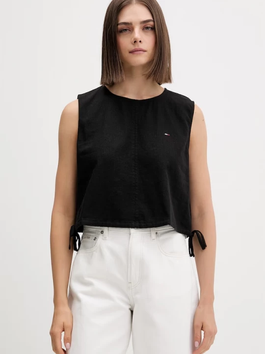Obrázek produktu Tommy Jeans halenka dámská se lnem černá