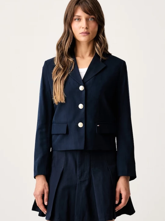 Obrázek produktu Tommy Jeans jednořadé sako dámské s viskózou námořnická modř
