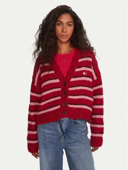 Obrázek produktu Tommy Jeans Kardigan Badge DW0DW21678 Červená Relaxed Fit