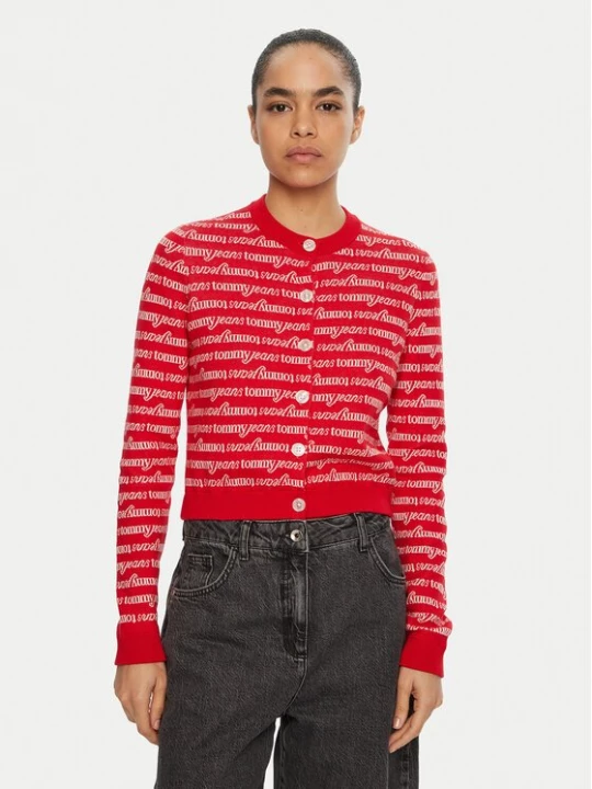 Obrázek produktu Tommy Jeans Kardigan DW0DW19340 Červená Slim Fit