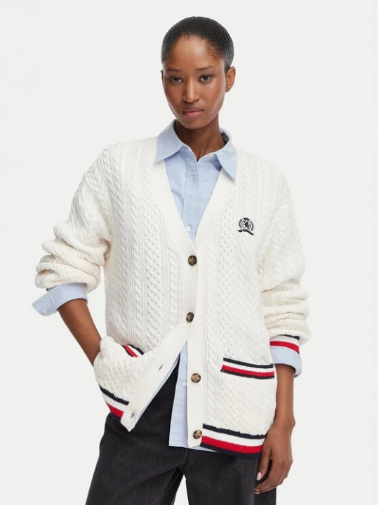 Obrázek produktu Tommy Jeans Kardigan DW0DW22934 Bílá Regular Fit