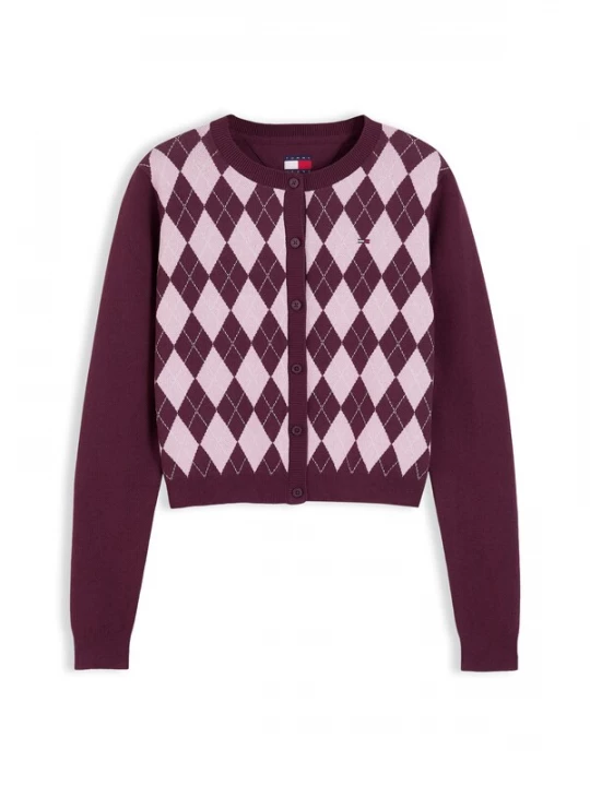 Obrázek produktu Tommy Jeans Kardigan 'Ess' švestková / cyclam / bílá