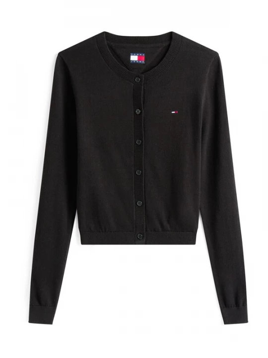 Obrázek produktu Tommy Jeans Kardigan 'Flag Embroidery Slim' černá