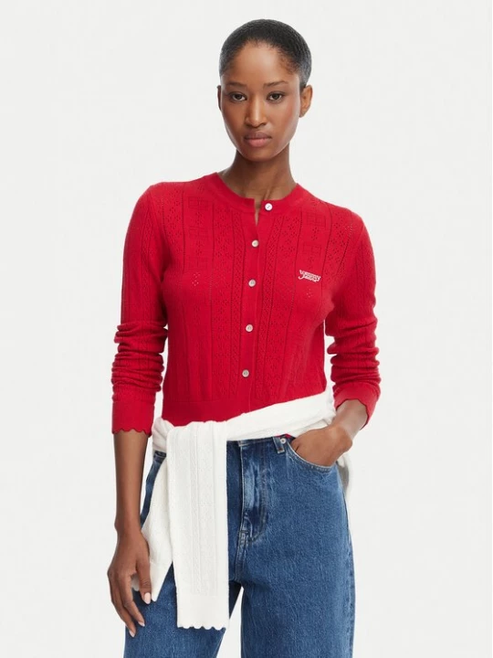 Obrázek produktu Tommy Jeans Kardigan Pointelle DW0DW22931 Červená Regular Fit