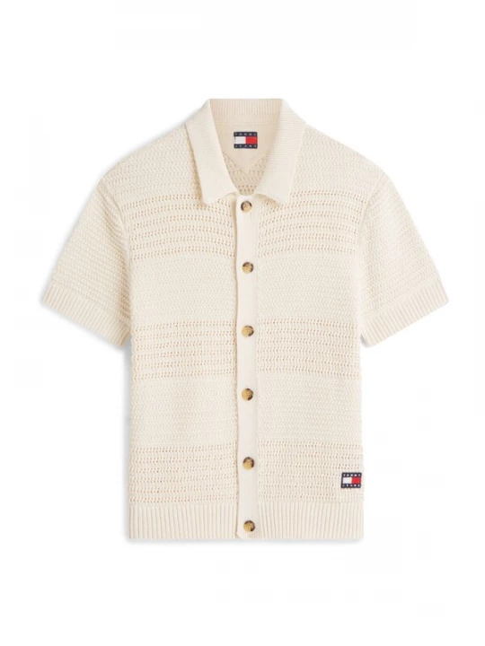 Obrázek produktu Tommy Jeans Kardigan 'Tommy Badge Woven Short Sleeve' krémová