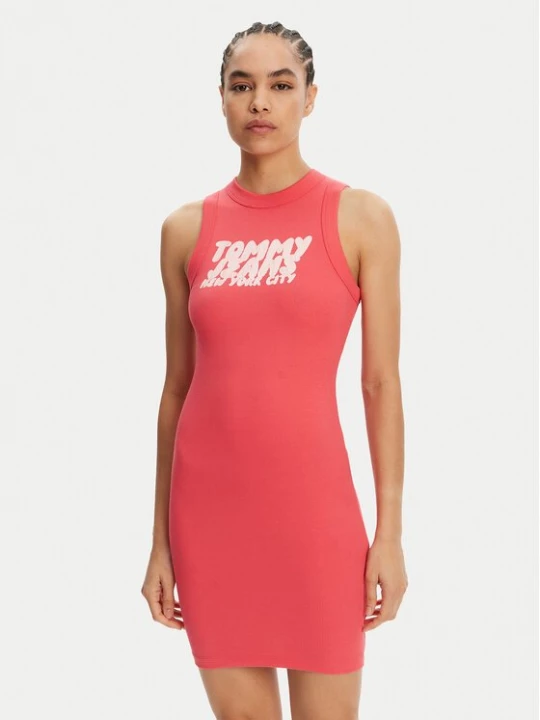 Obrázek produktu Tommy Jeans Každodenní šaty Bubble DW0DW21351 Korálová Slim Fit