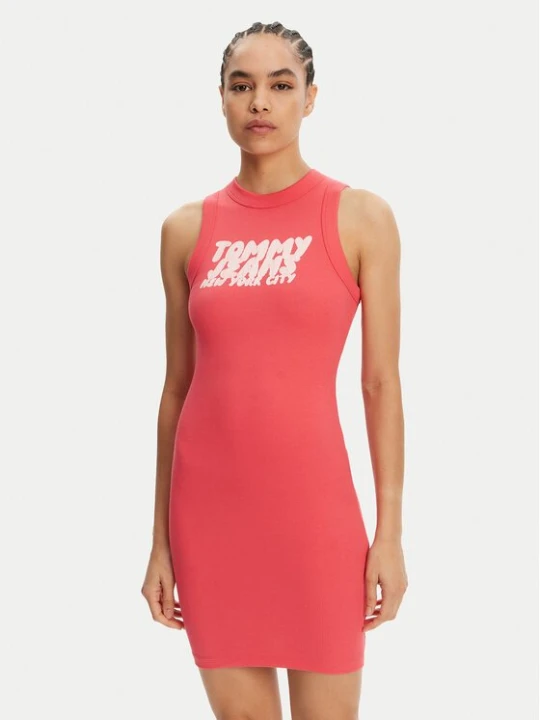 Obrázek produktu Tommy Jeans Každodenní šaty Bubble DW0DW21351 Korálová Slim Fit