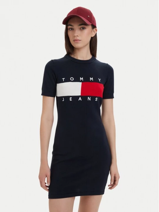 Obrázek produktu Tommy Jeans Každodenní šaty Flag DW0DW22853 Tmavomodrá Slim Fit