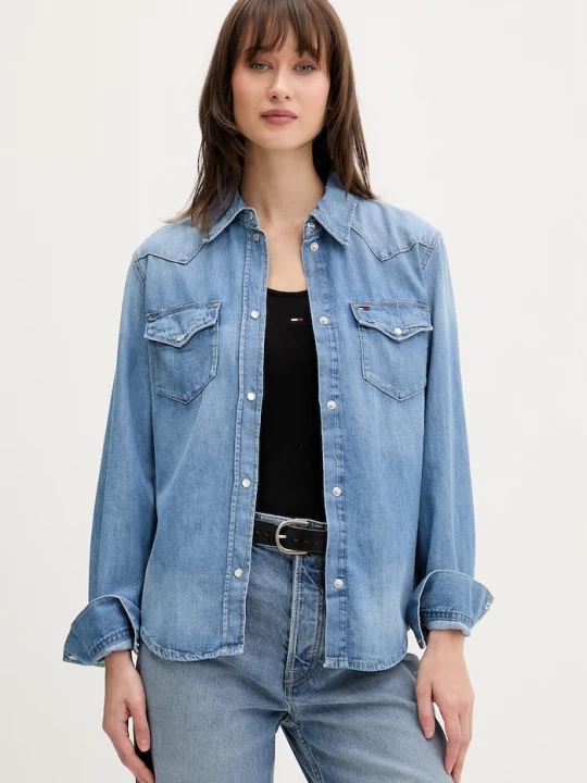 Obrázek produktu Tommy Jeans košile dámská džínová modrá