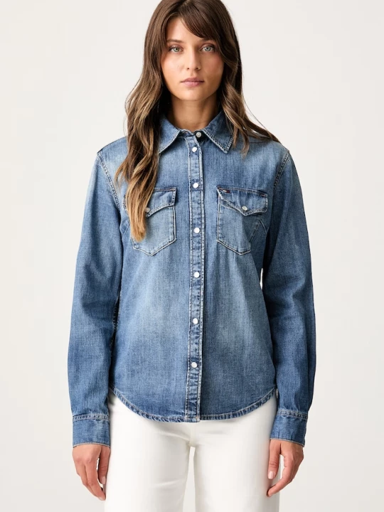 Obrázek produktu Tommy Jeans košile dámská džínová modrá