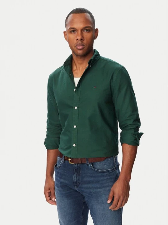 Obrázek produktu Tommy Jeans Košile Oxford DM0DM23711 Tmavě zelená Regular Fit