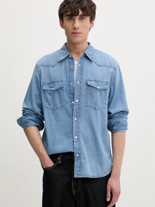 Obrázek produktu Tommy Jeans košile pánská bavlněná modrá