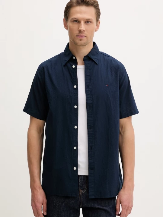 Obrázek produktu Tommy Jeans košile pánská bavlněná s elastanem námořnická modř