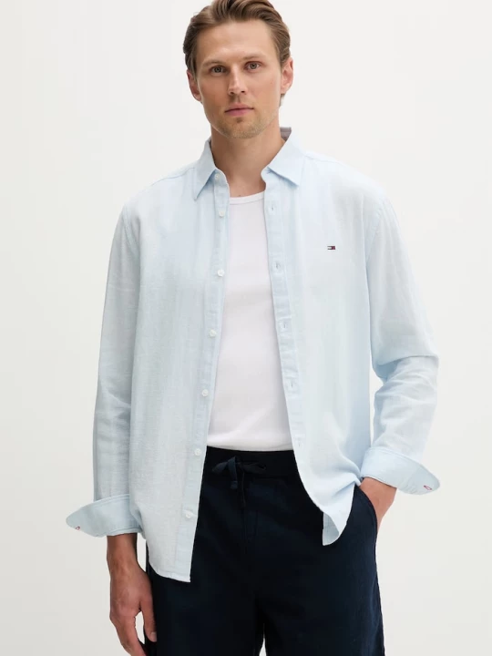 Obrázek produktu Tommy Jeans košile pánská se lnem modrá