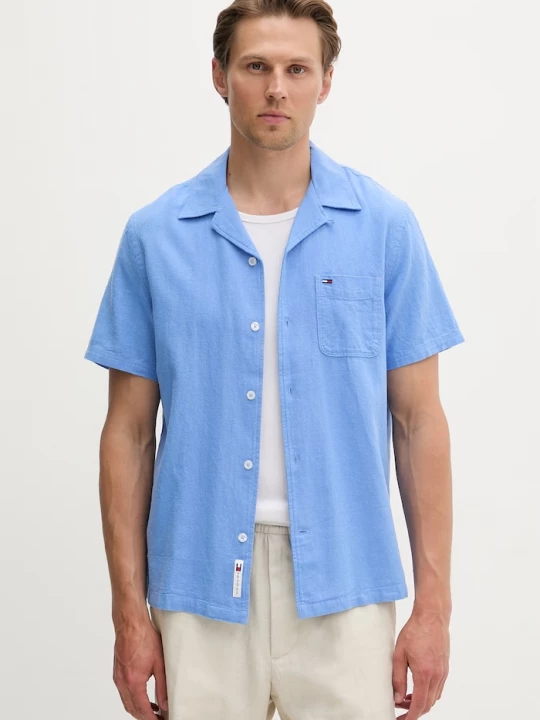 Obrázek produktu Tommy Jeans košile pánská se lnem modrá