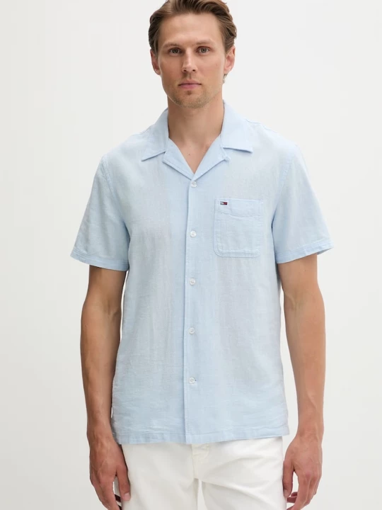 Obrázek produktu Tommy Jeans košile pánská se lnem modrá