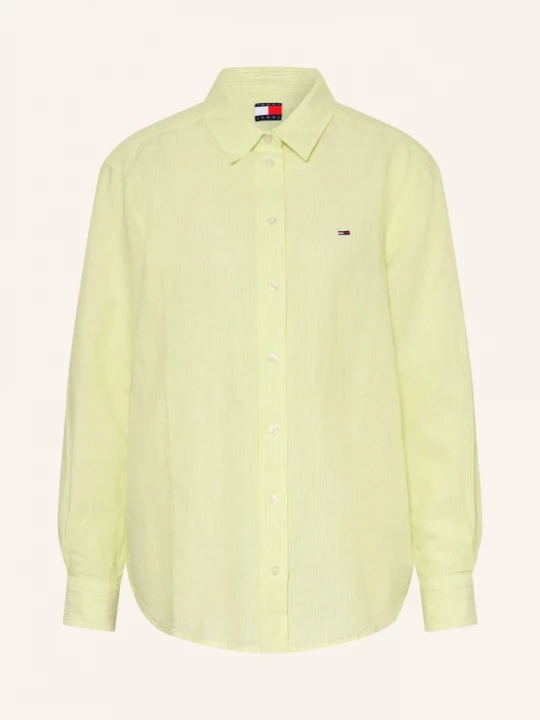Obrázek produktu Tommy Jeans Košile S Lnem neonově zelená / bílá