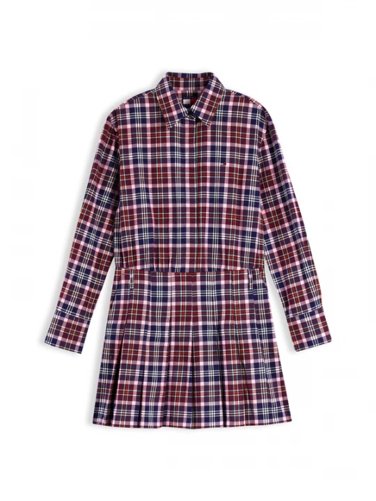 Obrázek produktu Tommy Jeans Košilové šaty krémová / námořnická modř / starorůžová / brusinková