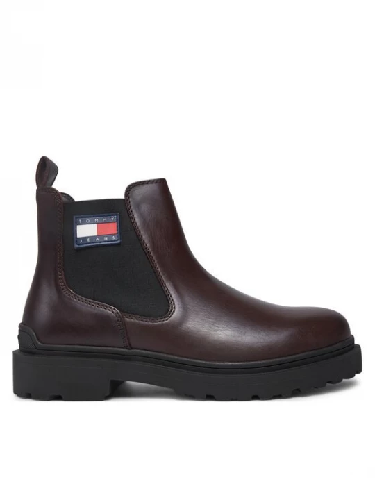 Obrázek produktu Tommy Jeans Kotníková obuv s elastickým prvkem Tjm Leather Chelsea Boot EM0EM01448 Hnědá